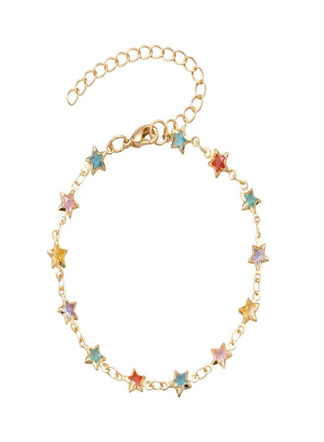 Sanyaa Star Bracelet 18K Gold Plated Multi Stone Crystal Star Bracelet for Women (Colorful) (colorful) - Image 1
